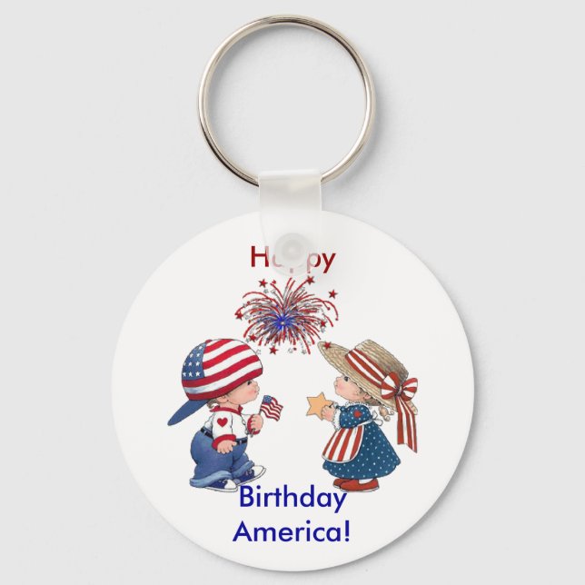 Happy Birthday America Key Ring (Front)