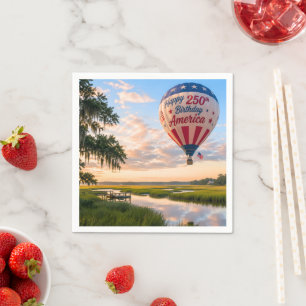 Happy Birthday America Lowcountry Hot Air Balloon Napkin