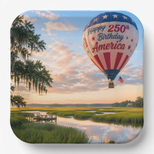 Happy Birthday America Lowcountry Hot Air Balloon Paper Plate