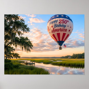 Happy Birthday America Lowcountry Hot Air Balloon Poster