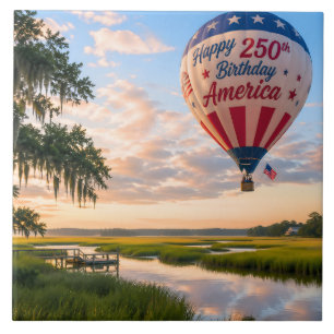 Happy Birthday America Lowcountry Hot Air Balloon Tile