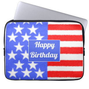 Happy Birthday America Personalise Laptop Sleeve
