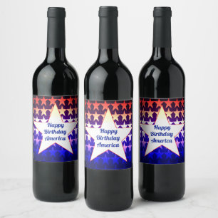 Happy  Birthday America  Personalise Wine Label