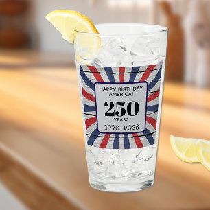Happy Birthday America Red and Blue Starburst Pint Glass