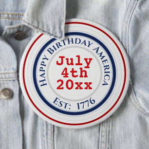 Happy Birthday America Red White Blue Patriotic 6 Cm Round Badge