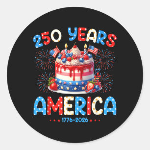 Happy Birthday America USA 250 Years Women Kids Classic Round Sticker
