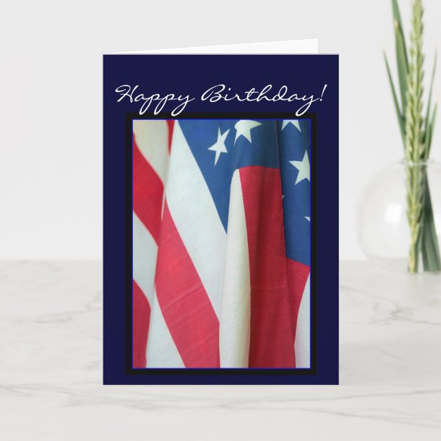 Happy Birthday American flag greeting card (Front)