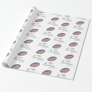 Happy Birthday American Football Ball Wrapping Paper