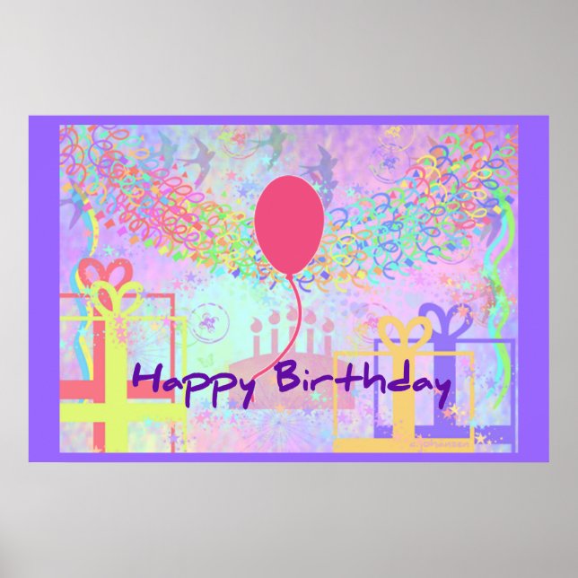 Happy Birthday and Best Wishes One Ballon Poster (Front)