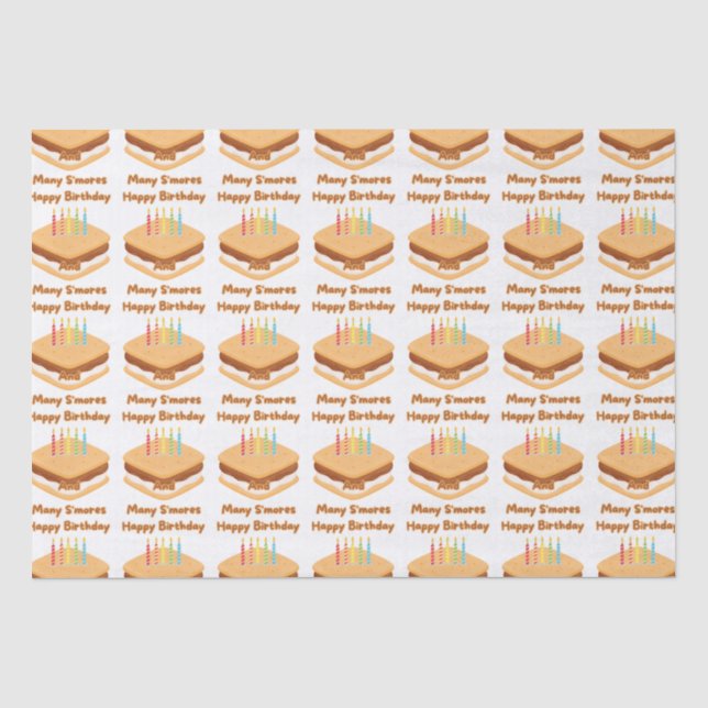 Happy Birthday And Many S'mores Tissue Paper (Front)