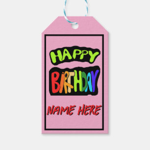 Happy birthday and personalise name gift tags