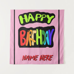 Happy birthday and personalise name tapestry