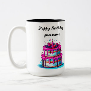 Happy Birthday And Quote Two-Tone Coffee Mug