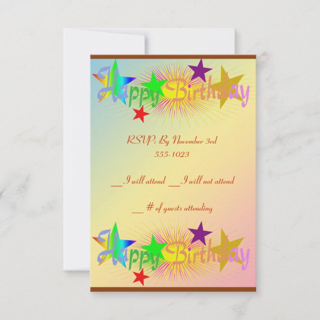 Happy Birthday and Stars - Invitation (Front)