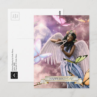 Happy Birthday. Angel with Butterflies Postcard