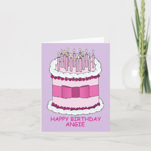 Happy Birthday Angie Cake and Candles Card