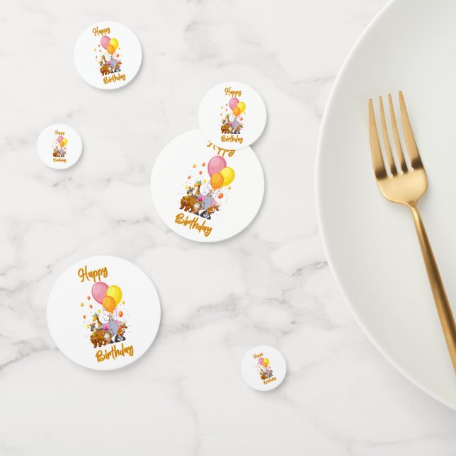 Happy Birthday Animal Collection Table Confetti (Group)