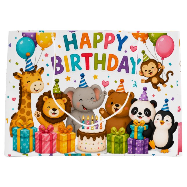 Happy Birthday Animal Gift Bag (Front)