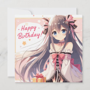 Happy Birthday Anime Girl card 