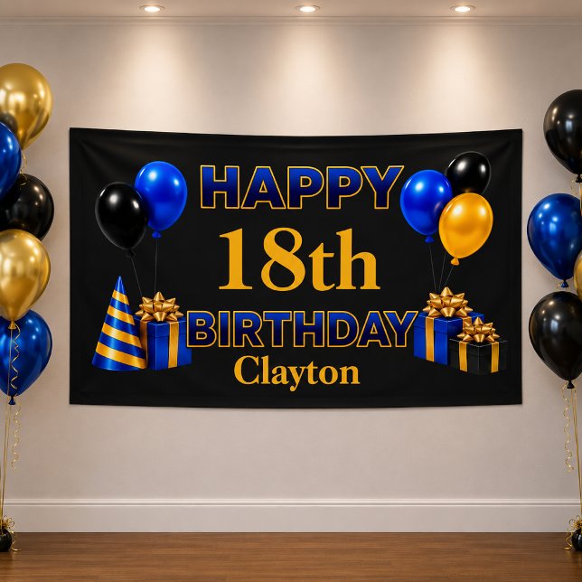 Happy Birthday Any Age Black Banner (Creator Uploaded)