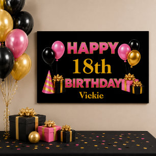 Happy Birthday Any Age Black Poster