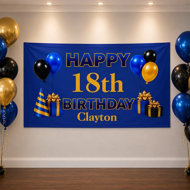 Happy Birthday Any Age Blue Banner (Creator Uploaded)