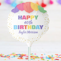 Happy Birthday Any Age Name Colourful Balloons