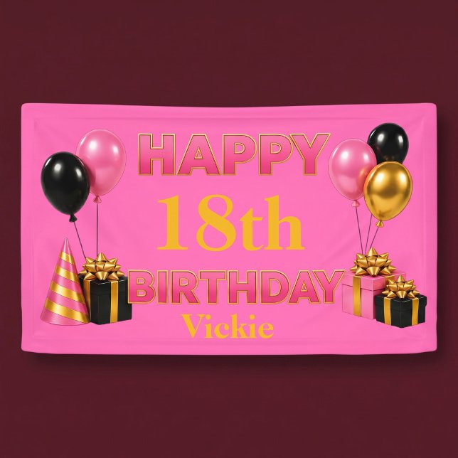 Happy Birthday Any Age Pink Banner (Creator Uploaded)