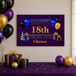 Happy Birthday Any Age Purple Poster