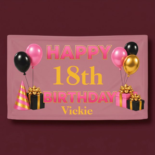 Happy Birthday Any Age Rose Gold Banner (Creator Uploaded)