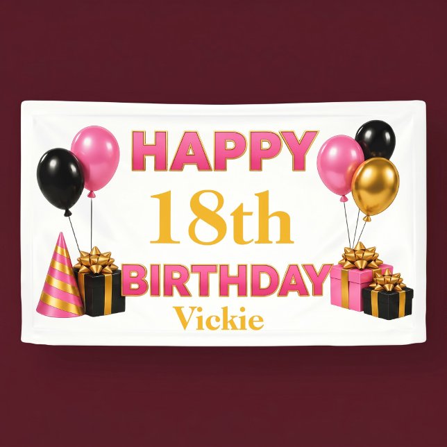 Happy Birthday Any Age White Banner (Creator Uploaded)