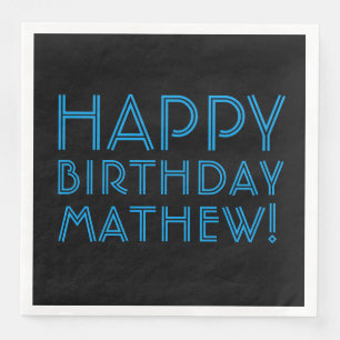 Happy Birthday (ANY NAME)   Blue & Black (or diy) Napkin