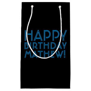 Happy Birthday (ANY NAME)   Blue & Black (or diy) Small Gift Bag