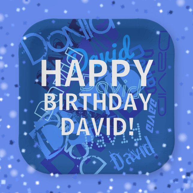 Happy Birthday (any name) Blue Paper Plate (Creator Uploaded)
