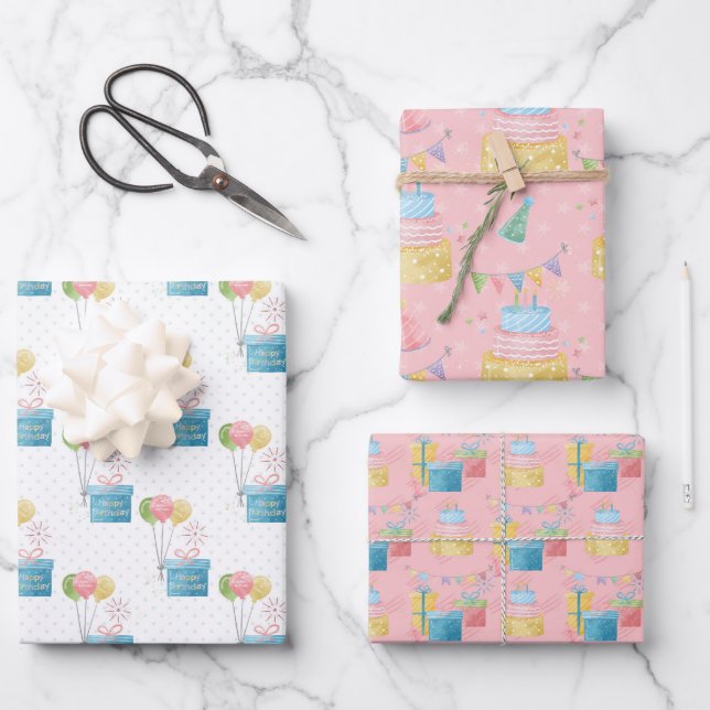 Happy Birthday Any Person Wrapping Paper Sheets (Front)