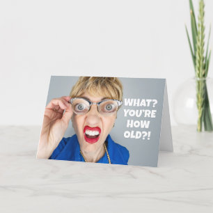 Happy Birthday Anyone Funny Lady With Big Eyes Holiday Card