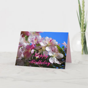 Happy Birthday Apple Blossoms and Honey Bee Card