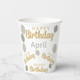 Happy birthday April birthdays Paper cup