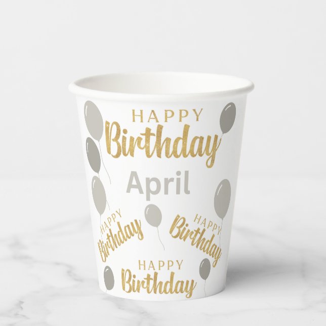 Happy birthday April birthdays Paper cup (Front)