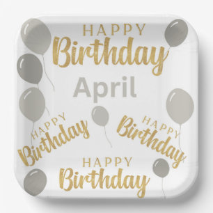 Happy birthday April birthdays Paper Plate