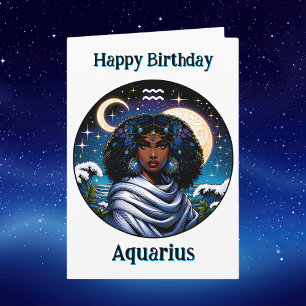 Happy Birthday Aquarius    Inside Coloring Page Card