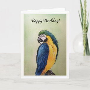 Happy Birthday Ara Watercolor & Ink Painting Card