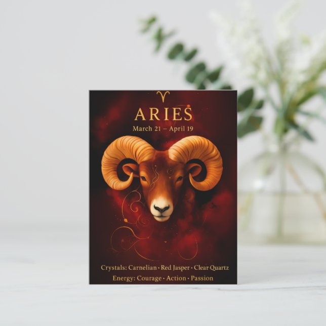 Happy Birthday Aries | Birthstone Post Card  (Standing Front)