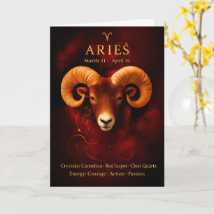 Happy Birthday Aries   Carnelian Birthstone Card 