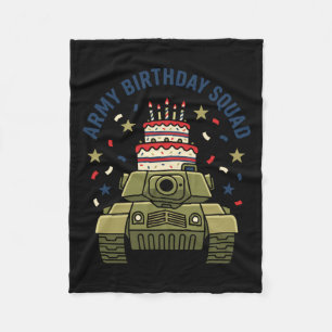 Happy Birthday Army Squad Military Kids Fleece Blanket