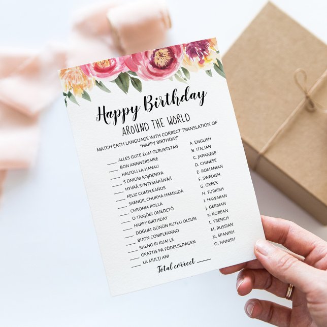 Happy Birthday around the world Birthday Game Card (Creator Uploaded)