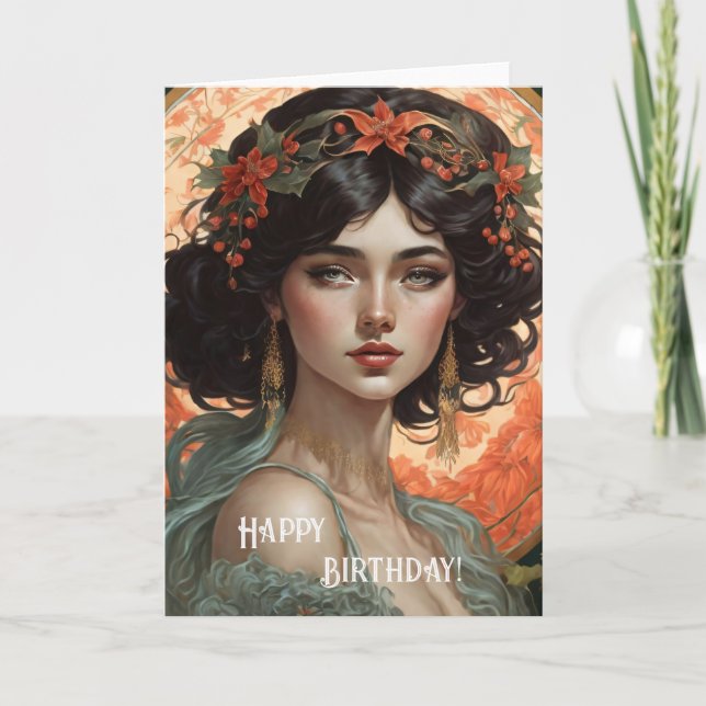 Happy Birthday Art Nouveau Beauty No.2b Card (Front)