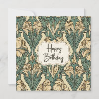 Happy Birthday Art Nouveau Floral Abstract