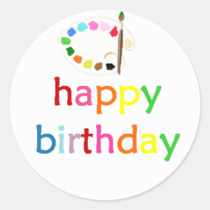 Happy Birthday Art/Paint Party Bella Bella Studios Classic Round Sticker