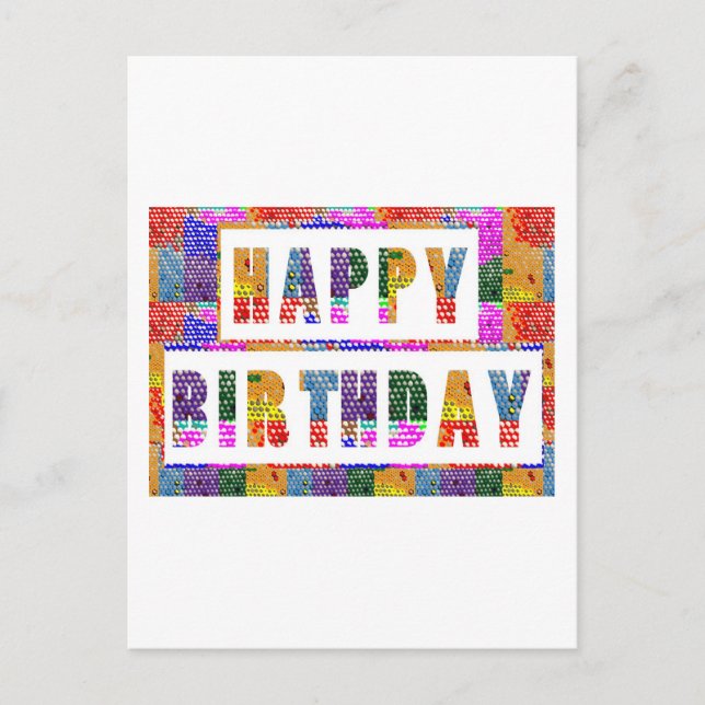 HAPPY BIRTHDAY : Artist Created Font n Colour Postcard (Front)